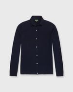 Load image into Gallery viewer, Long-Sleeved Full-Placket Sweater in Navy Cotton
