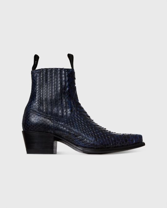 Short Cowboy Boot in Navy Python