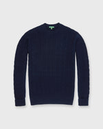 Load image into Gallery viewer, Cable-Knit Crewneck Sweater in Navy Cashmere
