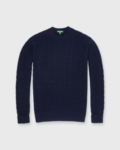 Cable-Knit Crewneck Sweater in Navy Cashmere