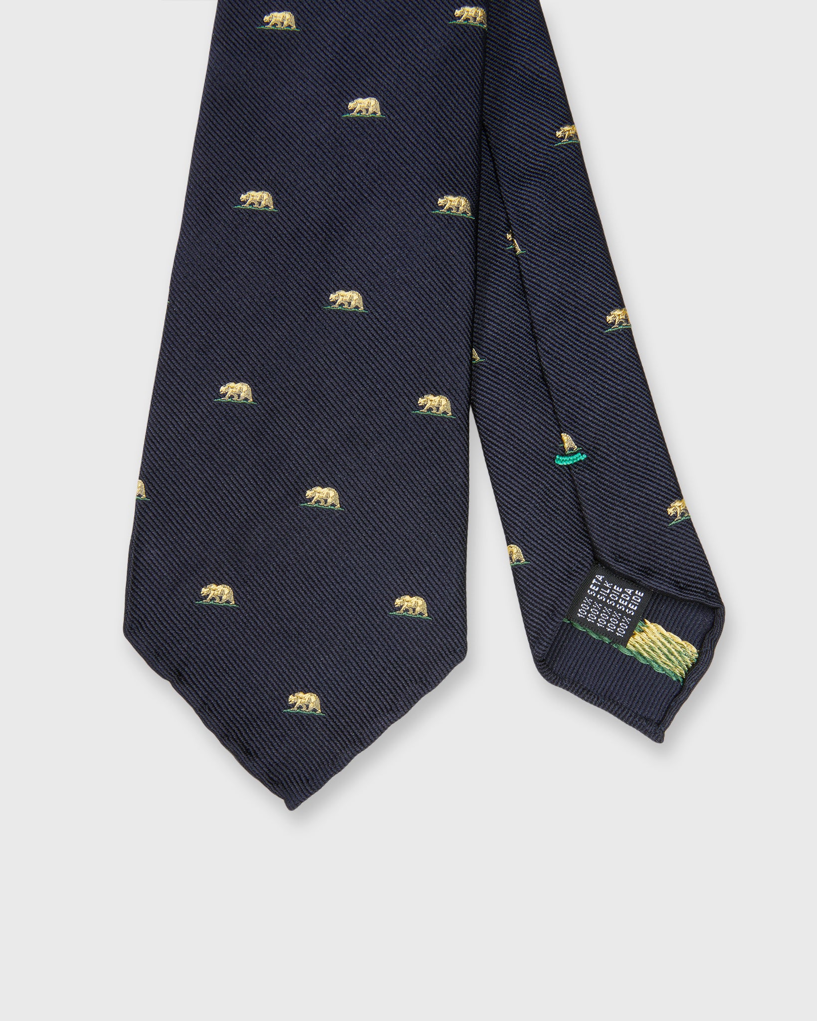 Silk Club Tie in Navy/Yellow Bear