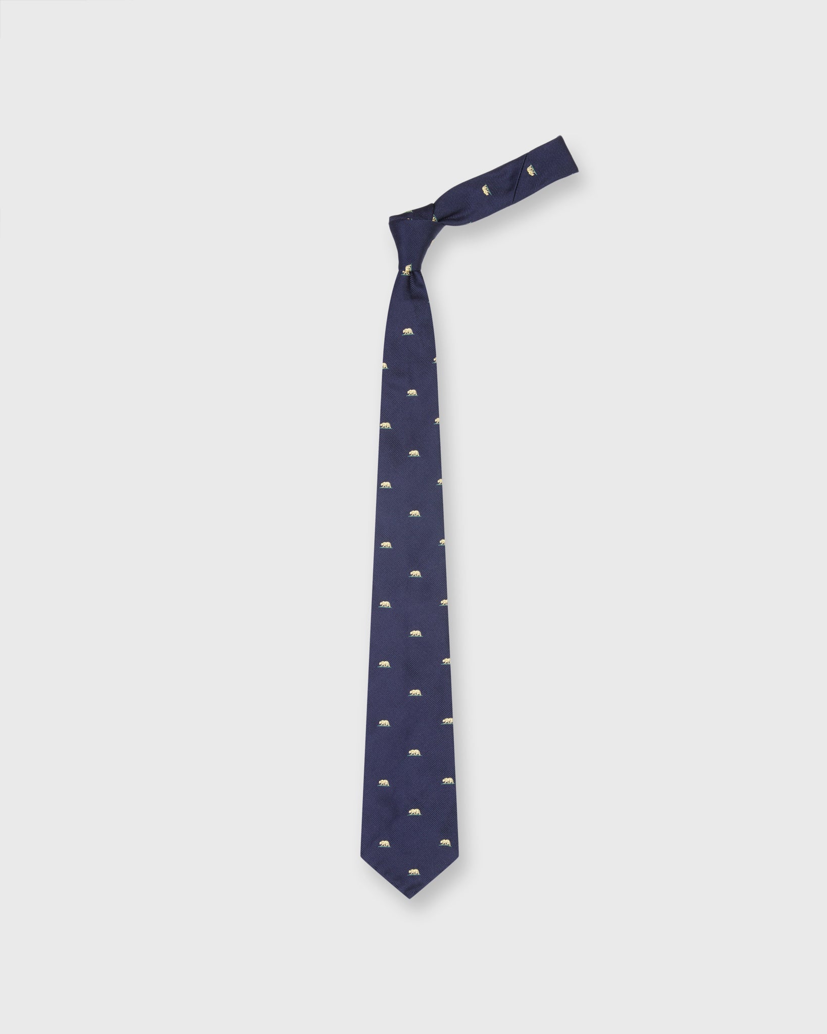 Silk Club Tie in Navy/Yellow Bear