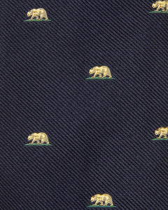 Silk Club Tie in Navy/Yellow Bear