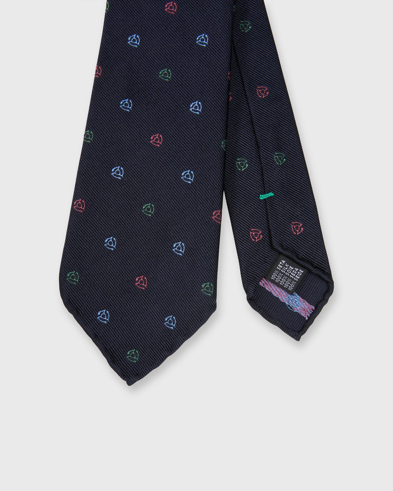 Silk Woven Club Tie in Navy/Multi 45 Turntable Adapter