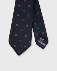 Silk Woven Club Tie in Navy/Multi 45 Turntable Adapter
