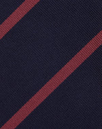 Load image into Gallery viewer, Silk Repp Tie in Navy/Watermelon Stripe
