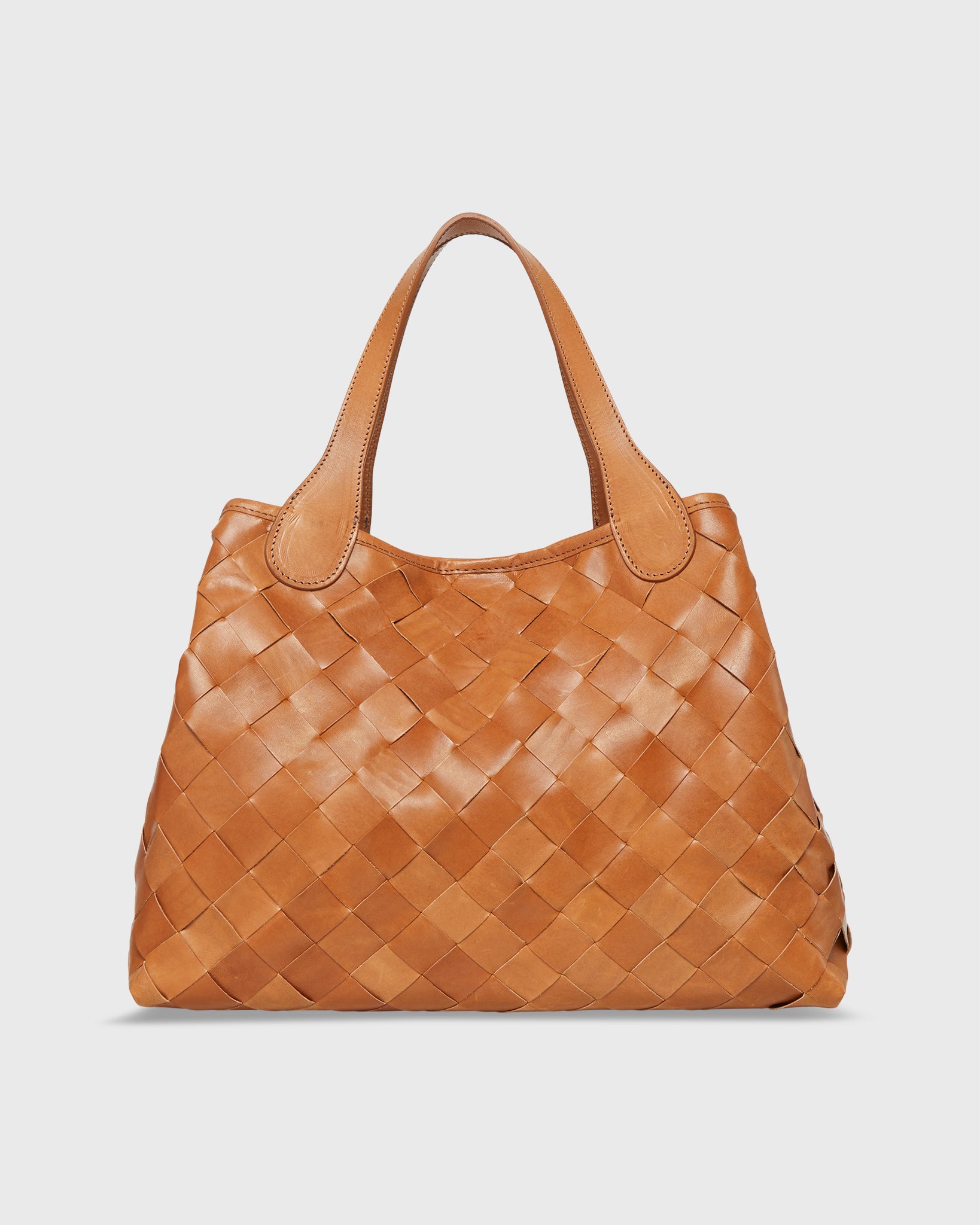 Veg-Tanned Handwoven Tote in Raw Tobacco Leather
