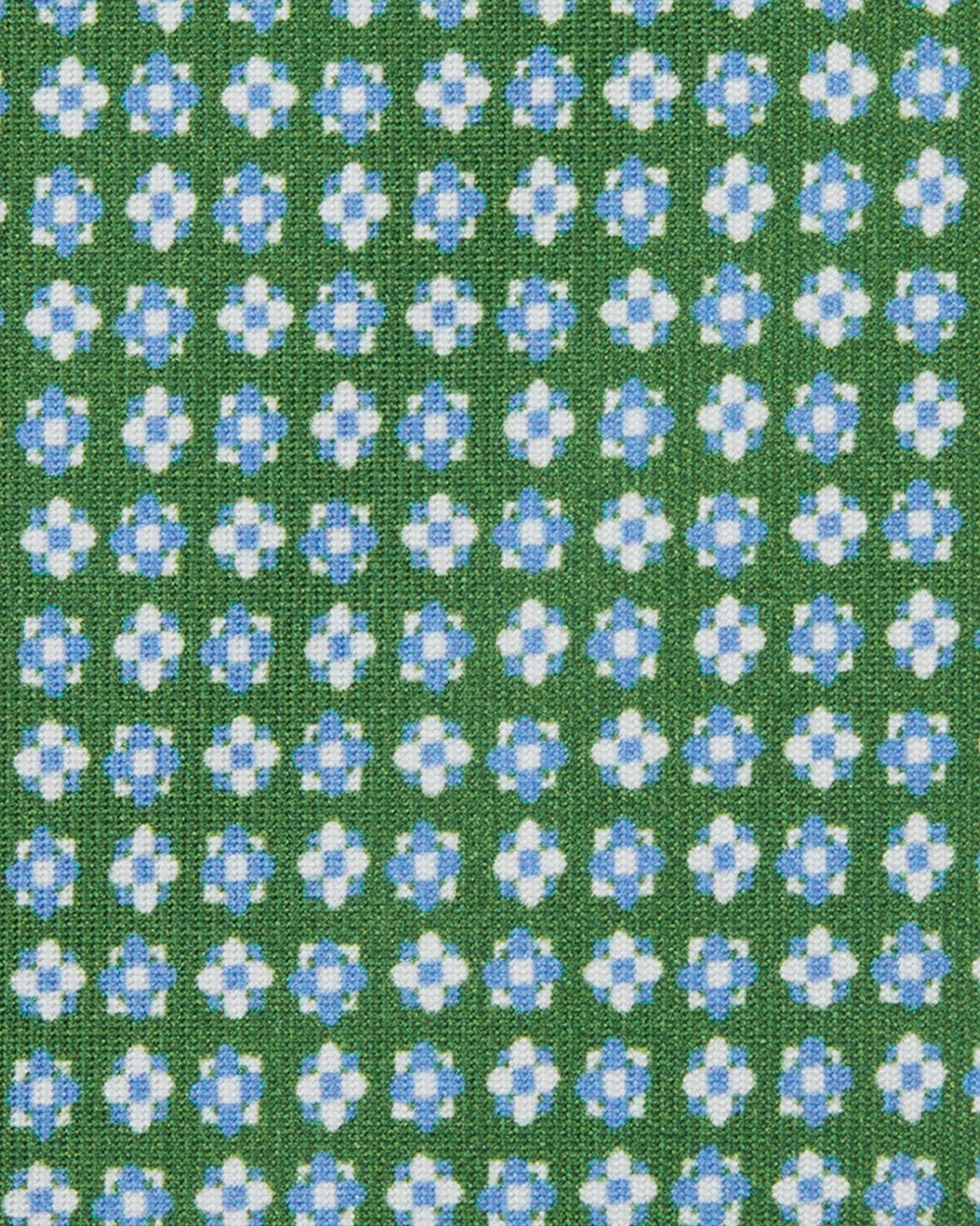 Silk Print Tie in Fern/Sky Blue Flowers
