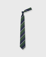 Load image into Gallery viewer, Silk Woven Tie in Olive/Navy/White Stripe
