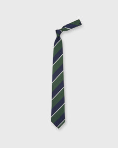 Silk Woven Tie in Olive/Navy/White Stripe