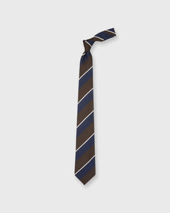 Silk Woven Tie in Navy/Forest/White Stripe