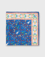 Load image into Gallery viewer, Cotton/Linen Print Pocket Square in Blue/Orange Multi Florals
