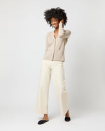Load image into Gallery viewer, Nia Long-Sleeved Ribbed Cardigan in Latte Cotton/Silk
