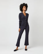 Load image into Gallery viewer, Nia Long-Sleeved Ribbed Cardigan in Navy Cotton/Silk
