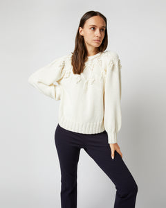 Lacey Sweater in Ivory Organic Cotton/Baby Alpaca