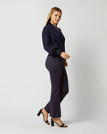 Load image into Gallery viewer, Alya Funnel-Neck Cardigan in Navy Cashmere
