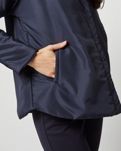 Kimono Shirt Jacket in Navy Taffeta