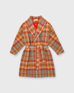 Load image into Gallery viewer, Kimono Carina Coat in Orange/Grey Plaid Wool

