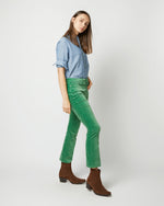 Load image into Gallery viewer, Flare Cropped 5-Pocket Jean in Apple Stretch Velveteen
