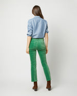 Load image into Gallery viewer, Flare Cropped 5-Pocket Jean in Apple Stretch Velveteen
