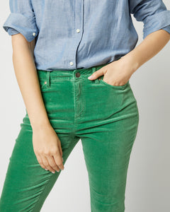 Flare Cropped 5-Pocket Jean in Apple Stretch Velveteen