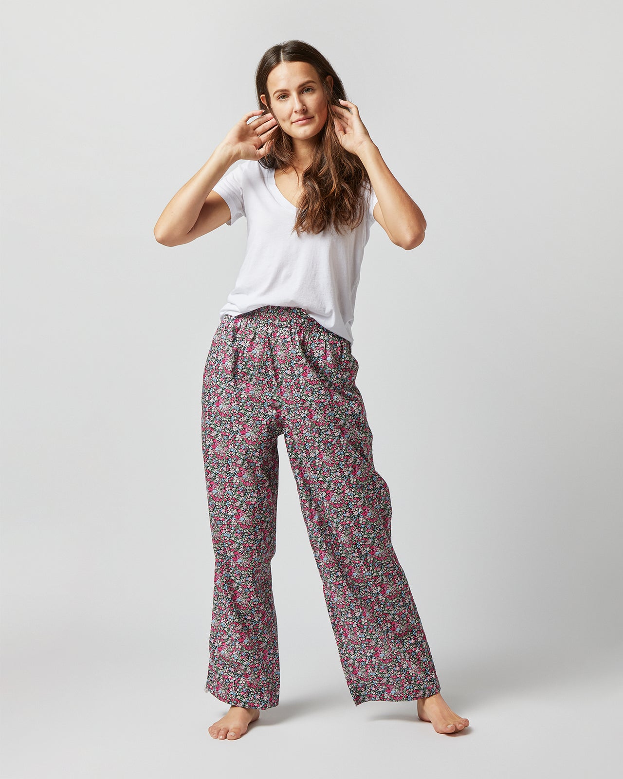 Pajama Pant in Pink/Sky/Green Floral Affair Liberty Fabric