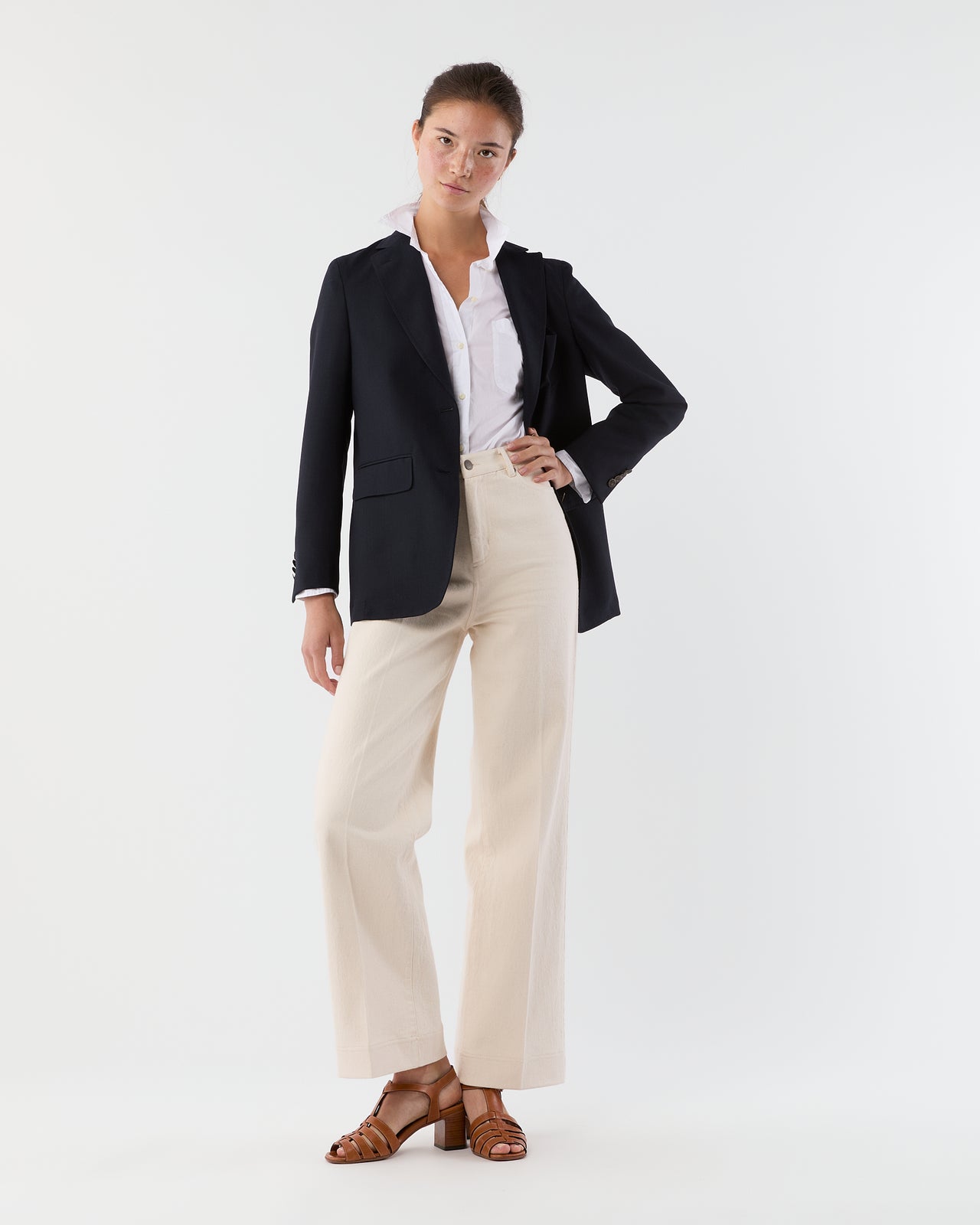 Ghost Blazer in Navy High-Twist