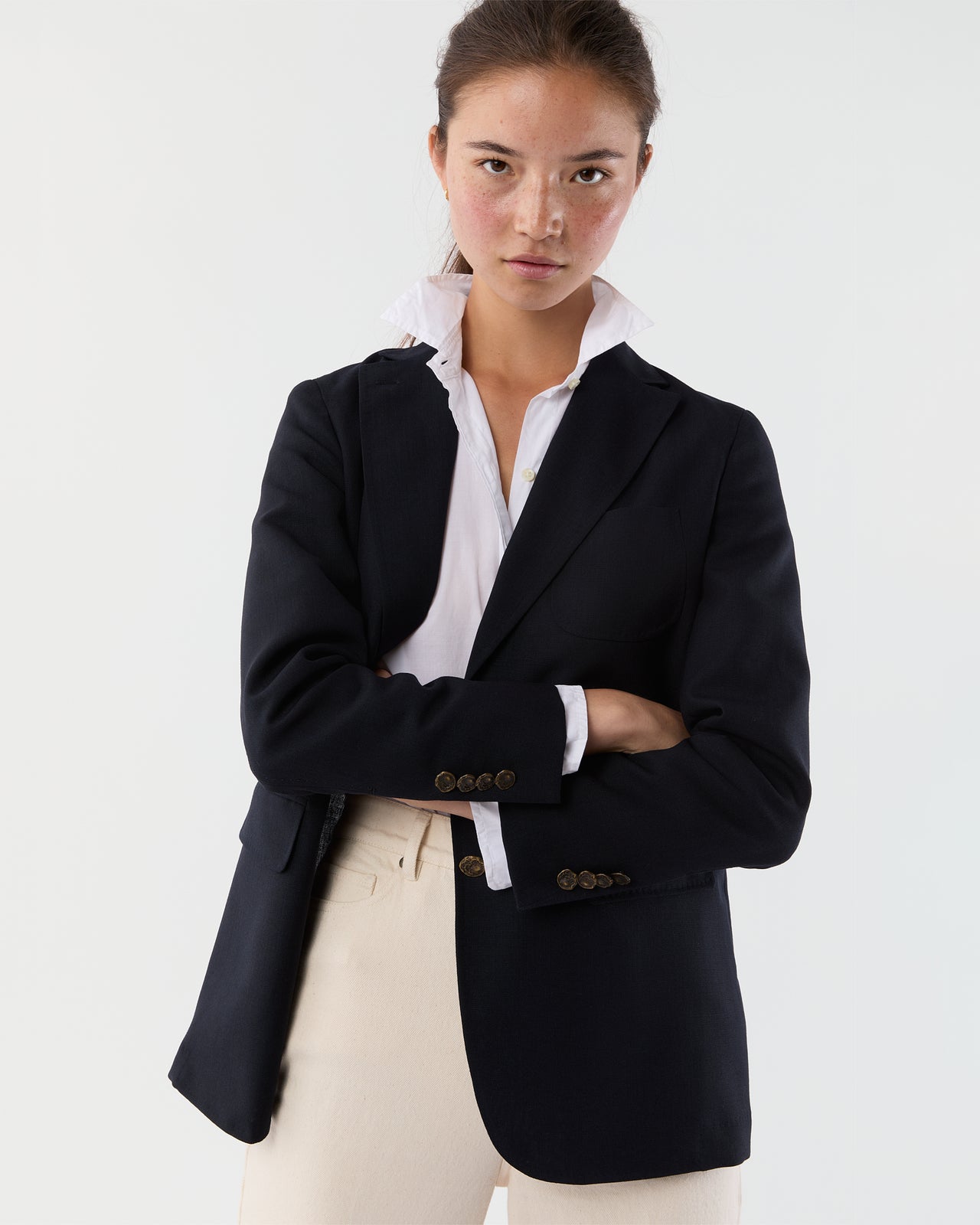 Ghost Blazer in Navy High-Twist