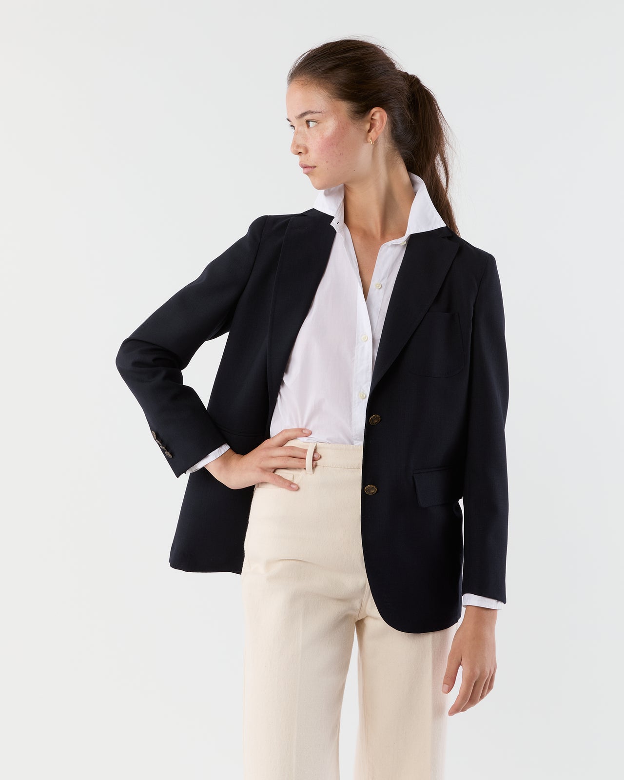 Ghost Blazer in Navy High-Twist