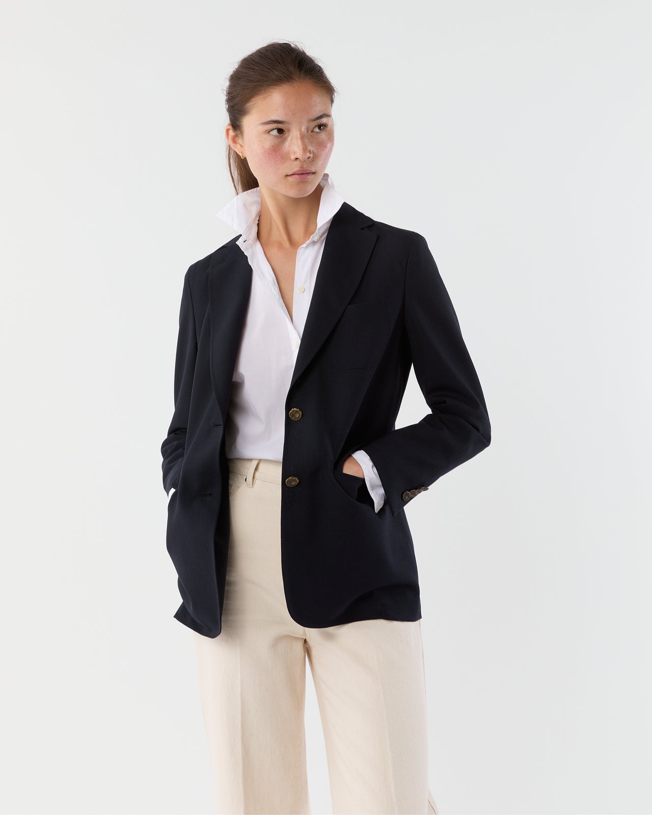 Ghost Blazer in Navy High-Twist