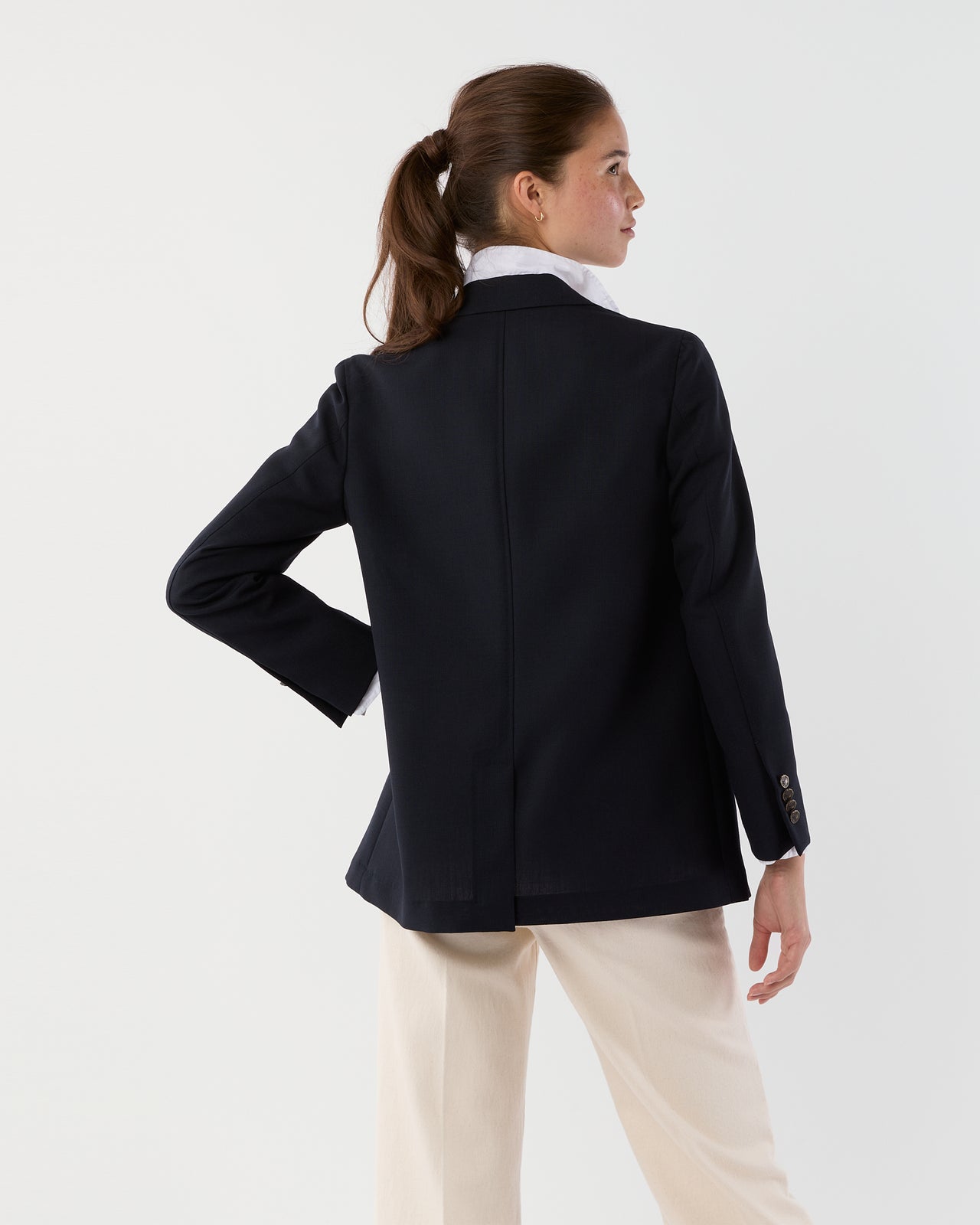 Ghost Blazer in Navy High-Twist