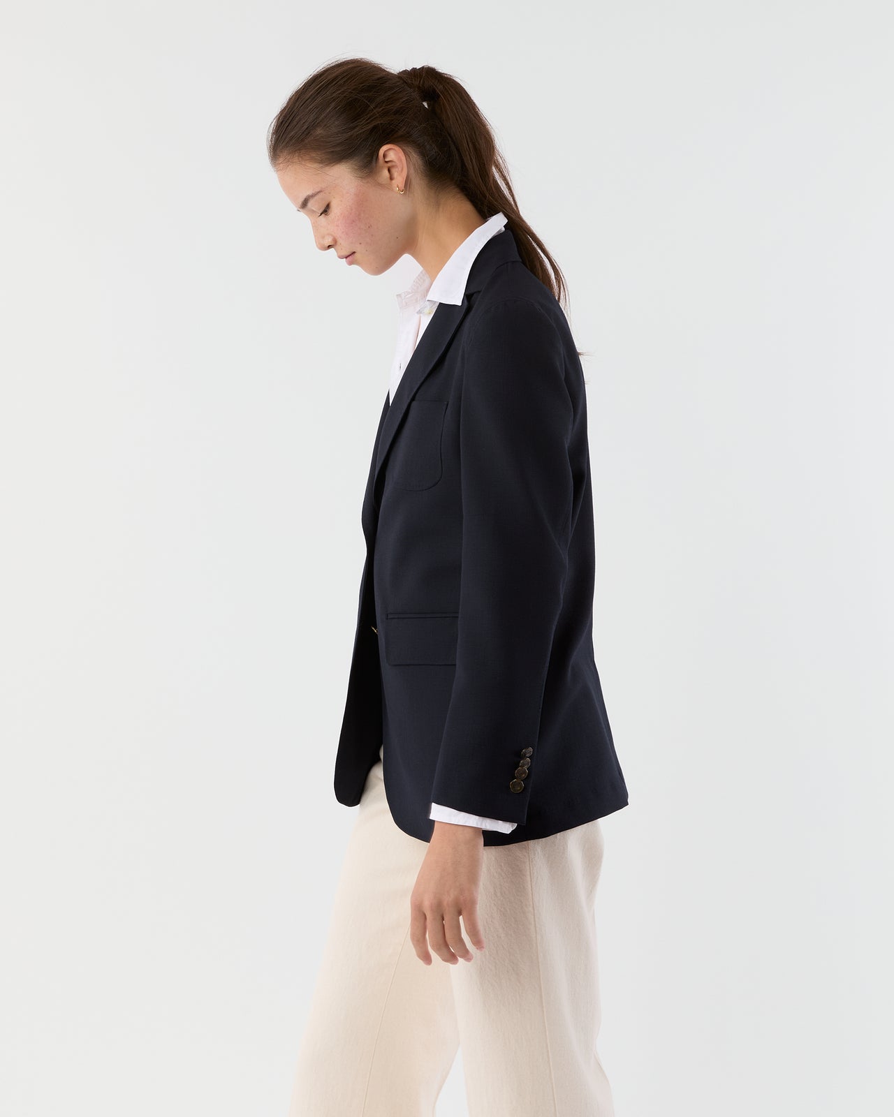 Ghost Blazer in Navy High-Twist
