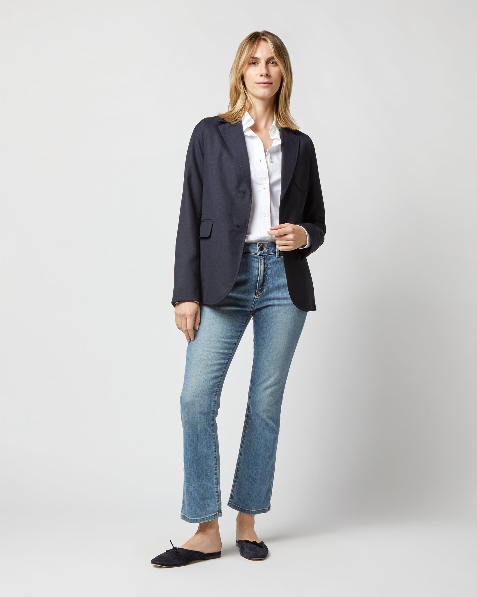 Ghost Blazer in Navy High-Twist