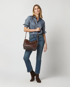 Annalisa Satchel Bag in Dark Brown Leather