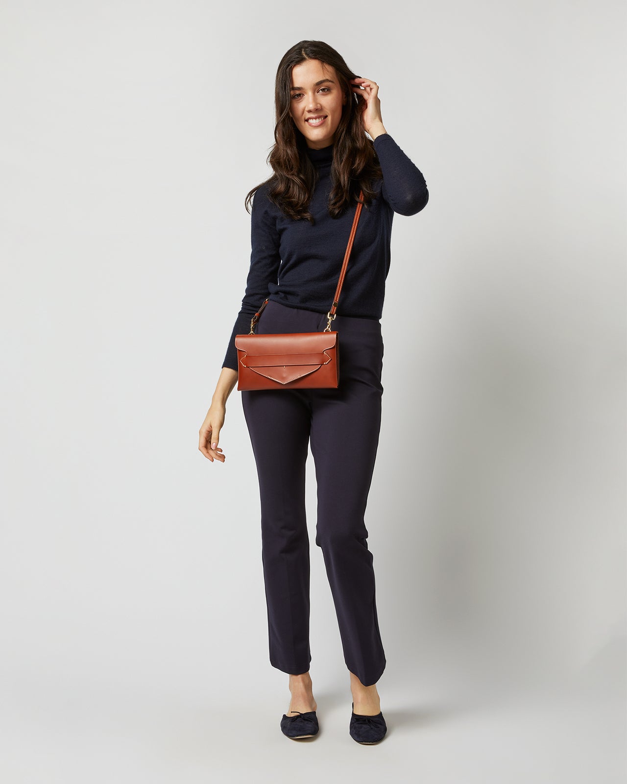 Envelope Crossbody Bag in Golden Leather