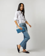 Load image into Gallery viewer, Envelope Crossbody Bag in French Blue Leather
