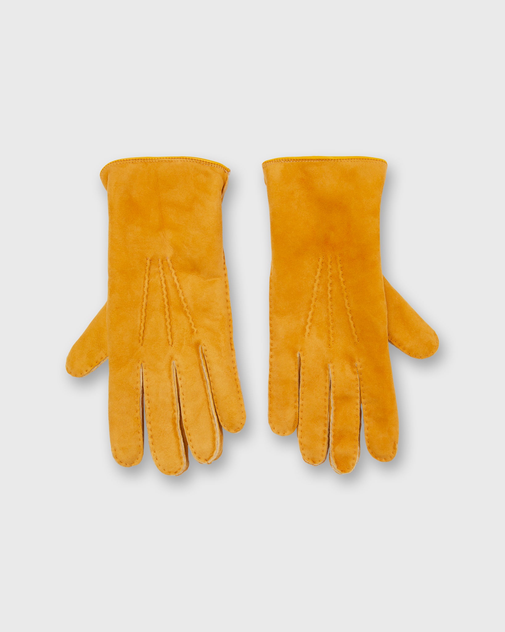 Handmade Sherpa Gloves in Yellow Suede