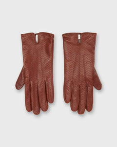 Cashmere-Lined Perforated Gloves in English Tan Nappa Leather