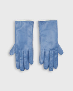 Side-Stitched Gloves in Steel Blue Nappa Leather