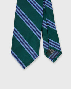 Silk Woven Tie in Green/Sky/Navy Stripe