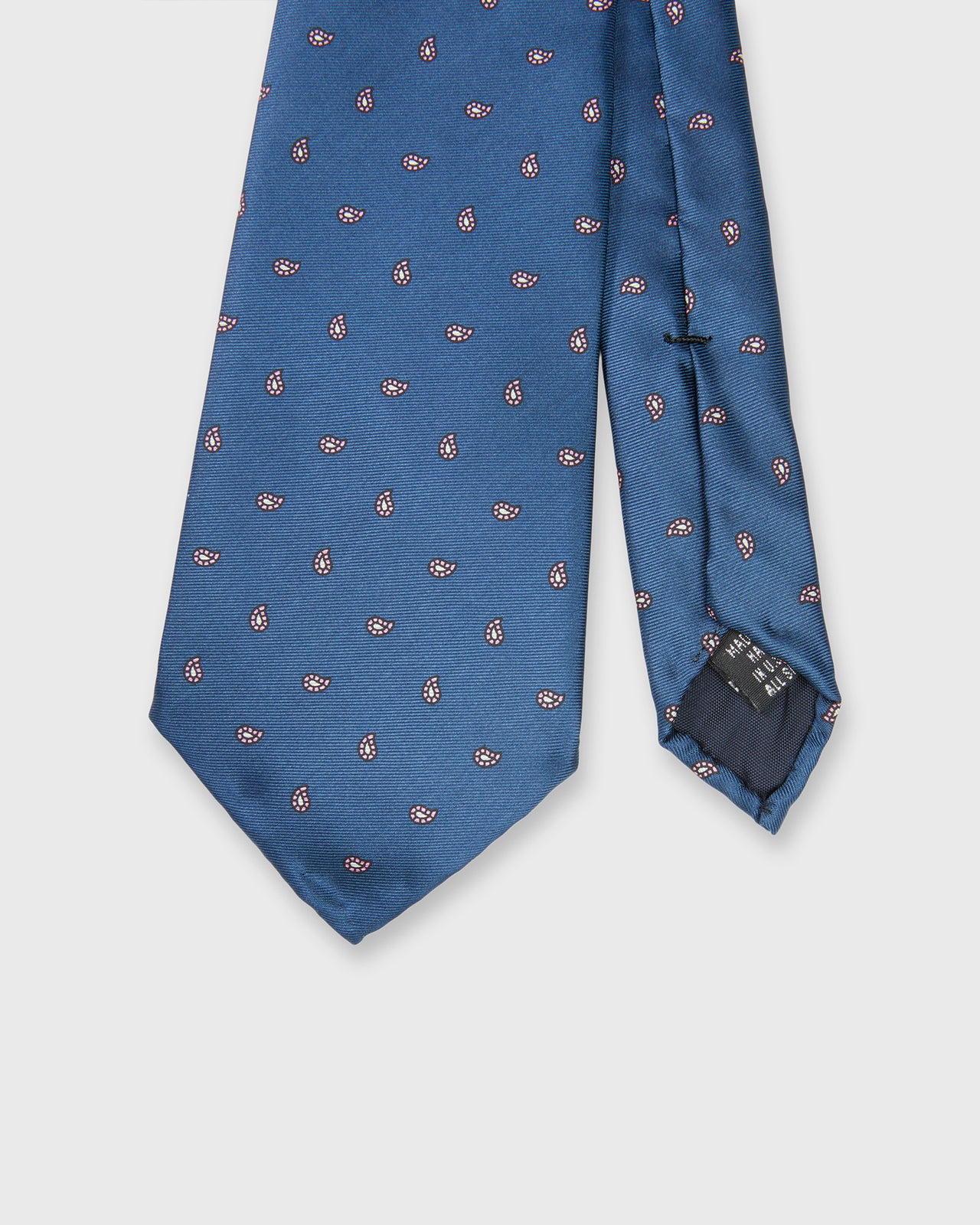 Silk Print Tie in Navy/Pink Paisley