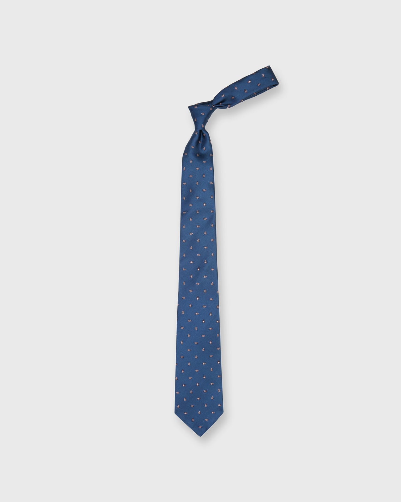 Silk Print Tie in Navy/Pink Paisley