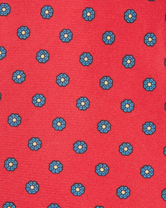 Silk Print Tie in Red/River Flowers