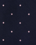 Load image into Gallery viewer, Silk Woven Tie in Navy/Pink Dot

