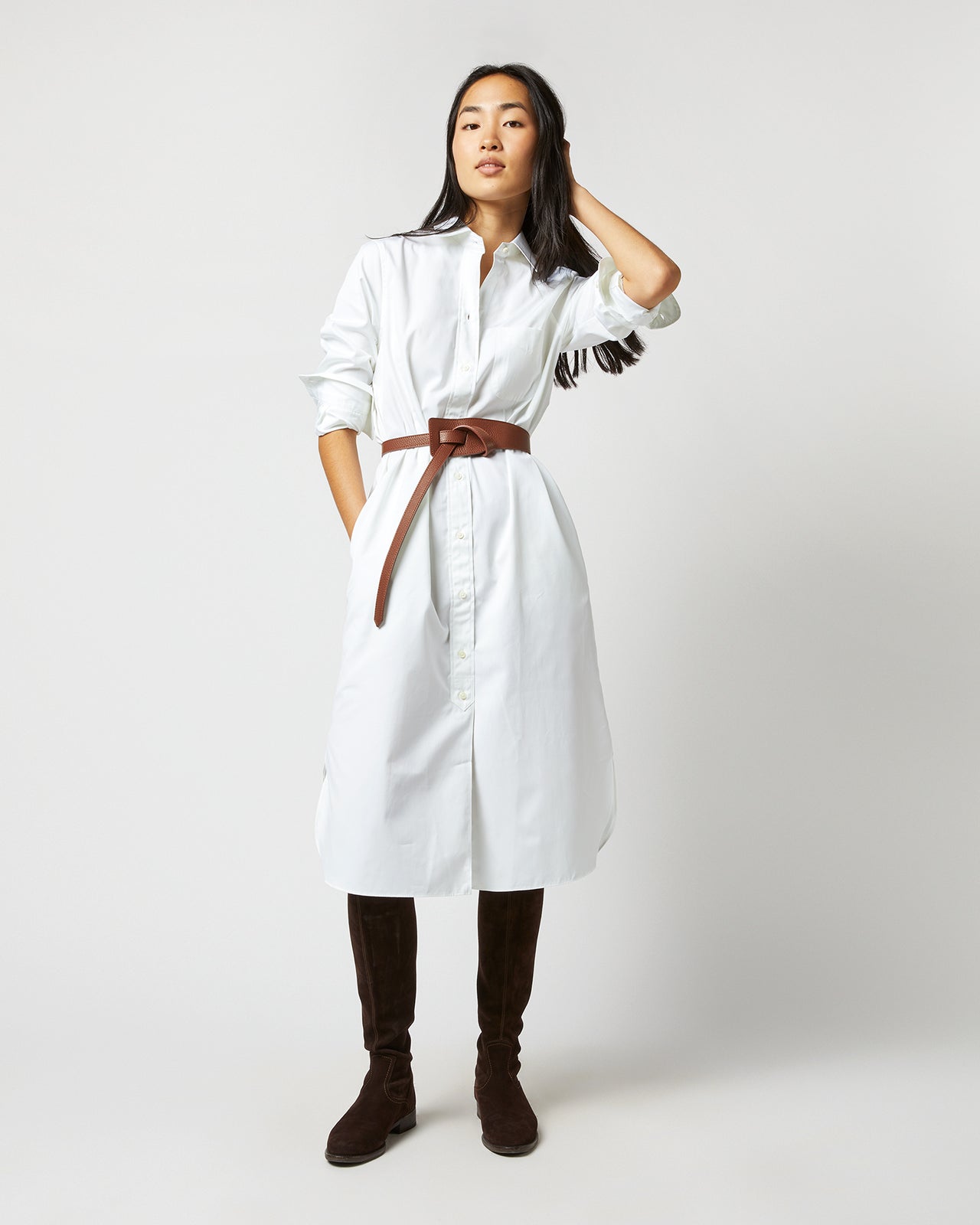 Asymmetrical Loop Thru Belt in English Tan Leather