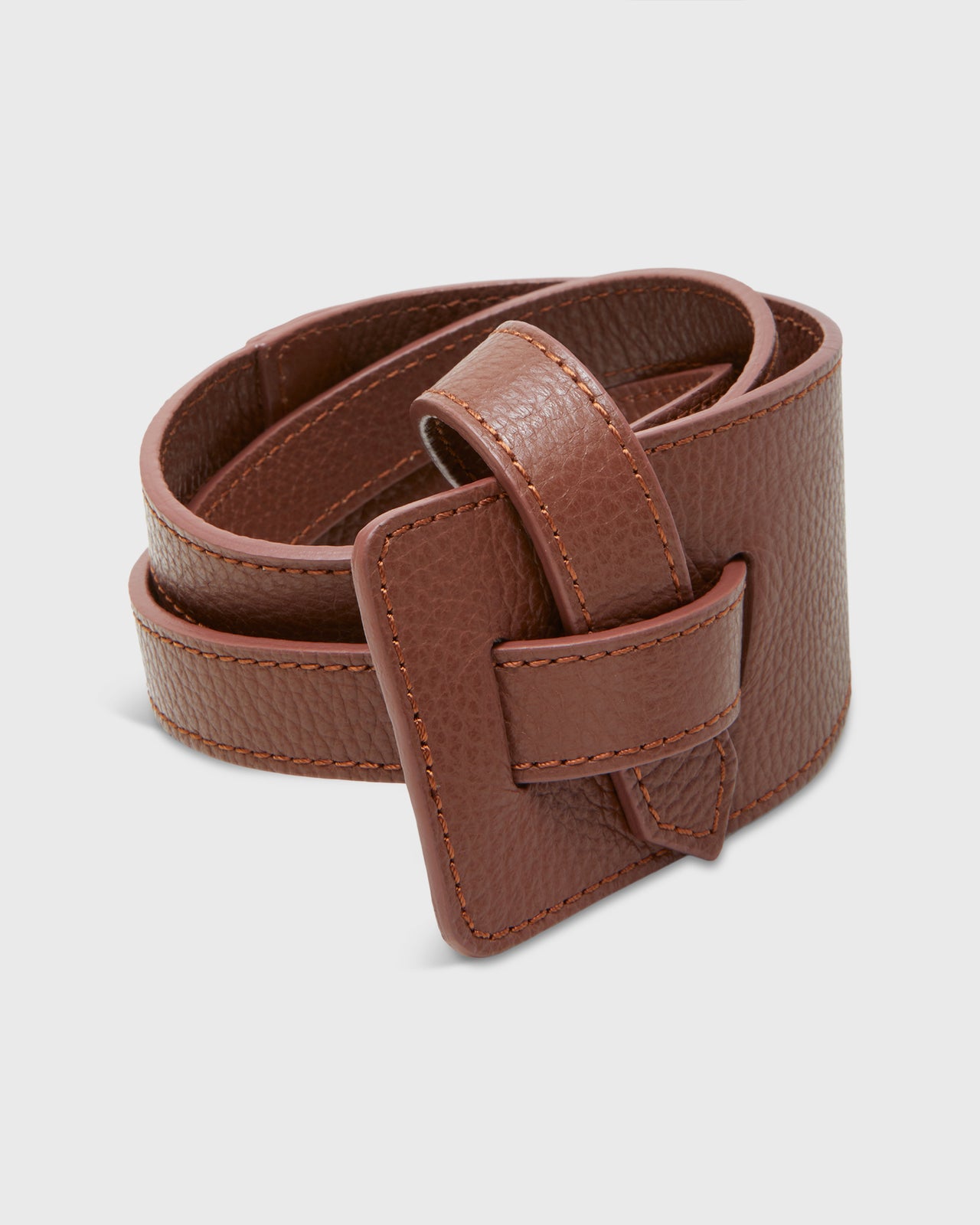 Asymmetrical Loop Thru Belt in English Tan Leather