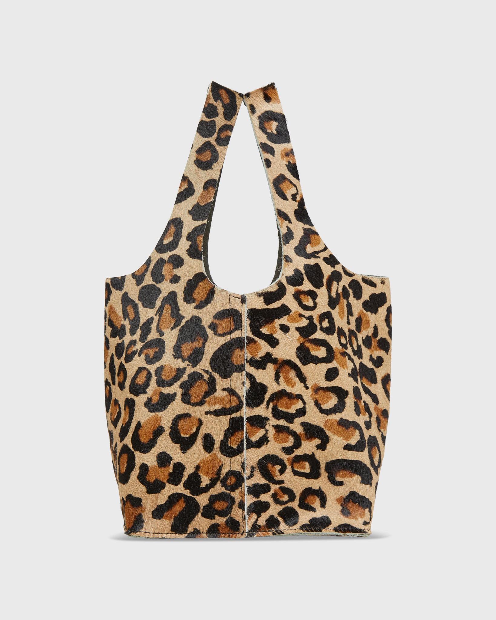 Paola Bucket Bag in Painterly Leopard Printed Pony