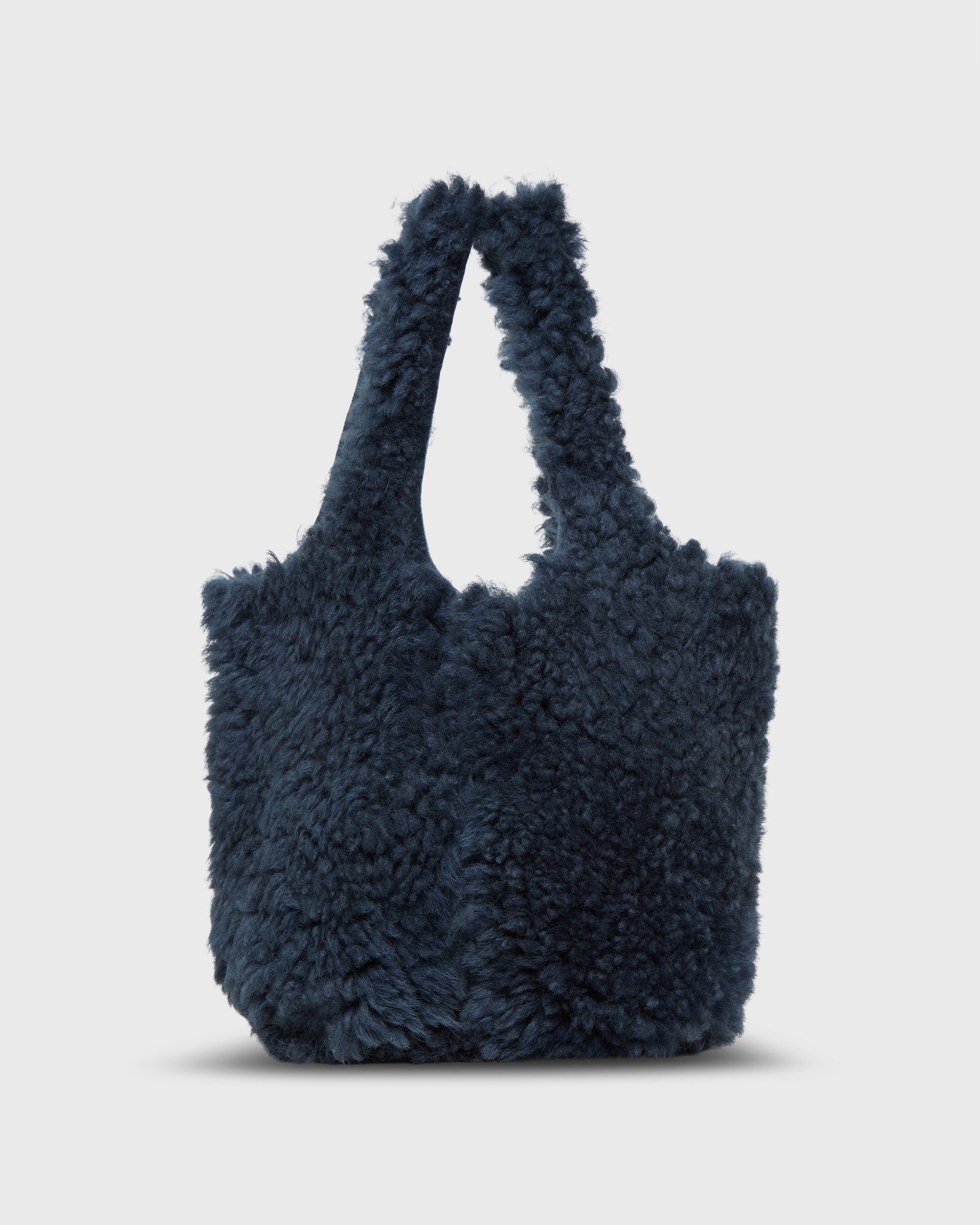 Paola Bucket Bag in Blue Shearling