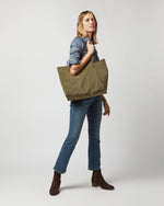Load image into Gallery viewer, Whipped-Stitch Tote in Olive Suede
