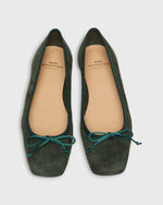Load image into Gallery viewer, Square-Toe Ballet Flat in Forest Suede
